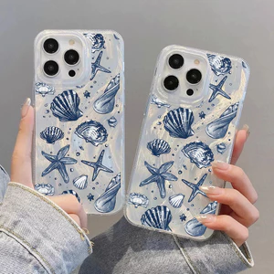 Vỏ Điện Thoại Laser Bạc Seashell Xanh Cho Samsung Galaxy S25 S26 FE S24 S23 S22 S21 Plus Ultra S20 FE Bao Acrylic Cứng Matte Chống Sốc Họa Tiết Lông Vũ