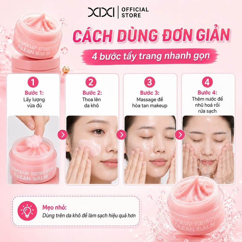 XIXI Tẩy Trang Dạng Sáp Dừa Đào Dưỡng Ẩm Làm Sạch Sâu Không Kích Ứng Trang Điểm Giá Rẻ D477