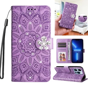 Ốp Ví Hướng Dương Cho Realme 16 15 15T 15X C85 Pro Plus C83 C75 C73 C71 C63 C61 C53 C51 Ngôi Sao Kim Cương Nữ Flip Leather Case Chân Đế Vỏ Điện Thoại