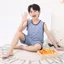 Bộ Áo Modal Trẻ Em Lớn Trẻ Em Homewear Bộ Đồ Ngủ Bé Trai Mỏng Ice Silk Cha Mẹ-Con Không Tay Bé Trai