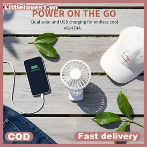 Littleloves1 Quạt Kẹp Mini Di Động USB Chạy Bằng Năng Lượng Mặt Trời 3 Tốc Độ Quạt Sạc Cho Bàn Phòng Ngủ Xe Đẩy Làm Mát Ngoài Trời VN