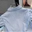 Áo sơ mi thiết kế ngắn tay polo sọc phong cách Preppy xếp ly mùa hè Phong cách mới Sweet Spicy All-Match Top