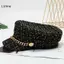 LUImo Thu Đông Ngọc Trai Dây Xích Flat Top Mũ Hải Quân Thời Trang Mũ Nồi Newsboy Mũ Berret Người Phụ Nữ Hình Bát Giác Mũ Thiết Kế Nữ Trang Phục SBS