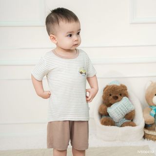Bubaby IVS1304TM Bộ cộc tay Timmy vải Siro - N thoáng mát | Quần áo cao cấp mềm mịn |  SS26.T6 .2