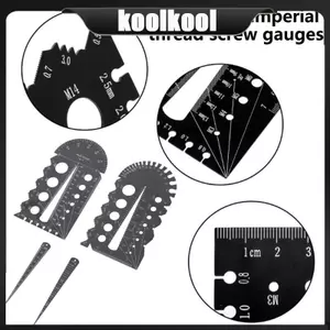 Kool 1 Gói Đồng hồ đo vít ren hệ mét và Anh Đồng hồ đo ren tỷ lệ rõ ràng để đo chính xác bằng thép không gỉ