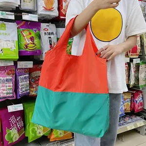 BeautifulHomeA Color-blo Chắp vá Túi mua sắm có thể gập lại Thân thiện với môi trường Dung tích lớn Túi đeo vai chống nước cầm tay VN
