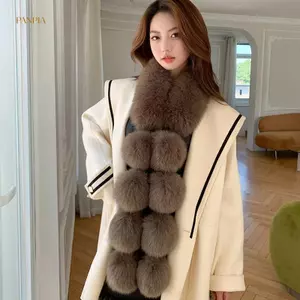 PNPIA- Dài Giả Cáo Lông Khăn Cho Nữ Mùa Đông Ấm Áp Mềm Lông Khăn Choàng Cổ Nữ Ngoài Trời Ne Ấm Hơn Cổ
