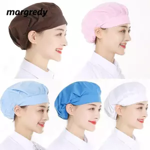 MARGREDY Quấn Mũ Tóc, Băng Đô Làm Việc Tóc Kèm Mũ Làm Việc Chống Bụi, Phụ Kiện Dịch Vụ Thực Phẩm Cotton Mặc Đi Làm Ăn Căng Tin Phục Vụ