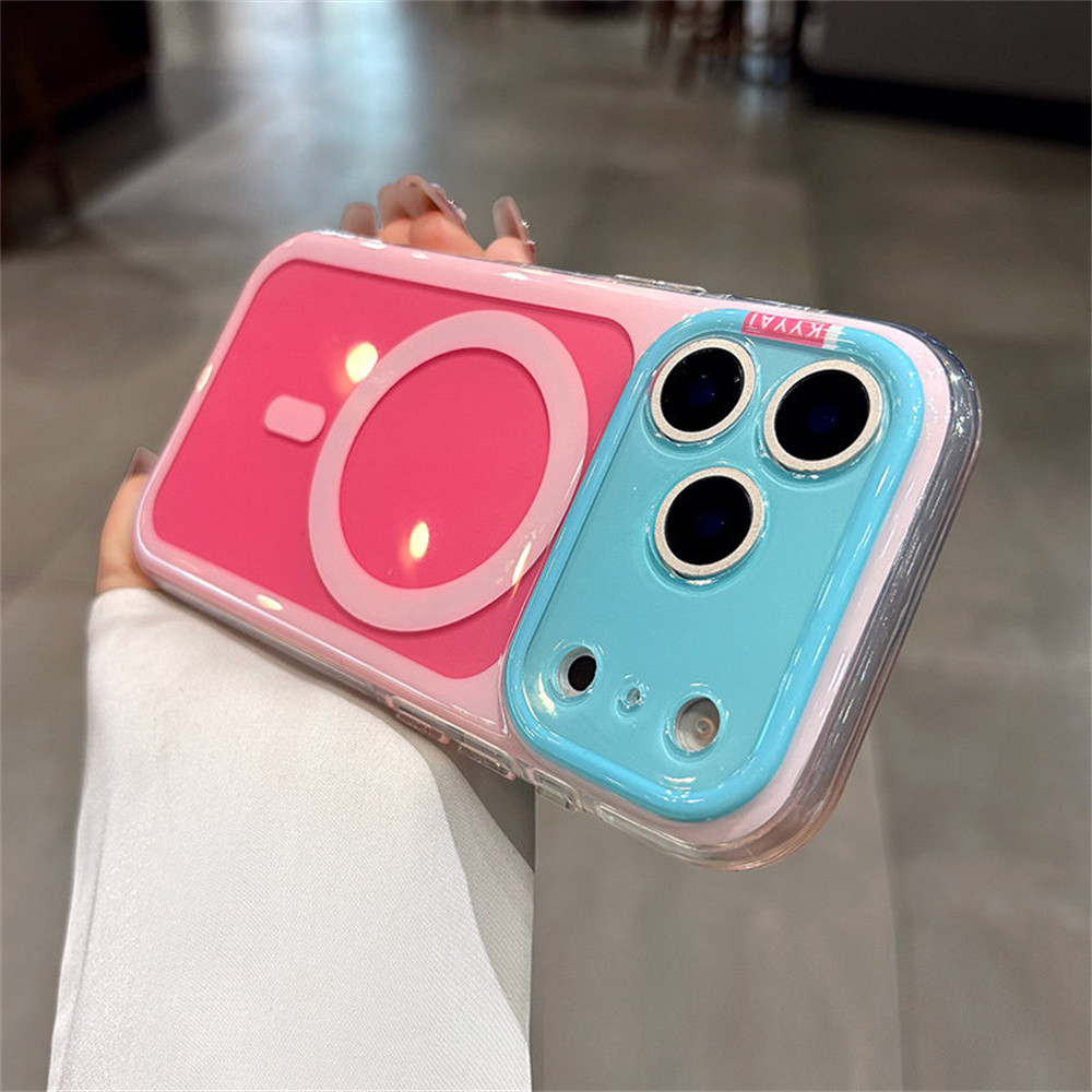 Ốp điện thoại từ tính tương phản chất lượng cao cho iPhone 17 Pro Max 14 15 16 pro max Bao gồm bảo vệ ống kính máy ảnh vỏ mềm Vỏ bảo vệ vỏ điện thoại