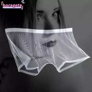 Quần lót nam BORAGETE, Quần lót trong suốt eo thấp bằng lụa băng phồng, Quần lót gợi cảm Bạn thân thiết Siêu mỏng Trong suốt xuyên thấu Quần lót