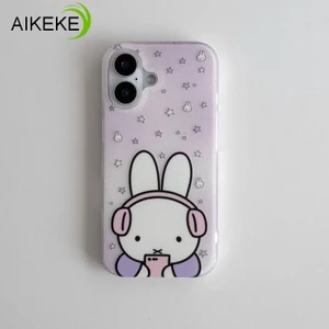 Ốp Điện Thoại Thỏ Tím Dễ Thương Cho OPPO A76 A74 A73 A58 A58x A56 A56s A55 A55s, A54s A53 A53s A38 A36 A35 A33 A31 A32 4G 5G Vỏ Sang Trọng Hoạt Hình Vỏ Kem Thỏ