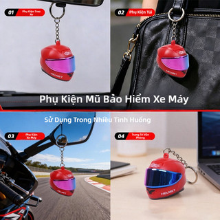 Móc khóa xe máy SEAMETAL Móc khóa mũ bảo hiểm cao cấp Có đèn LED Ống kính thể mở được Móc chìa khóa trang trí