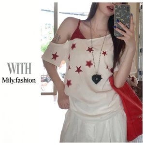 Milyfashion Loose Star Print Crossbody Sling Tay Ngắn Lười Phù Hợp Với Hàng Đầu Mùa Hè Y2K Phong Cách Mới HUCG