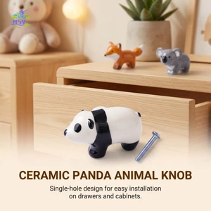 Gốm Động Vật Tủ Núm Gấu Trúc Cáo Koala Một Lỗ Nội Thất Ngăn Kéo Tay Cầm