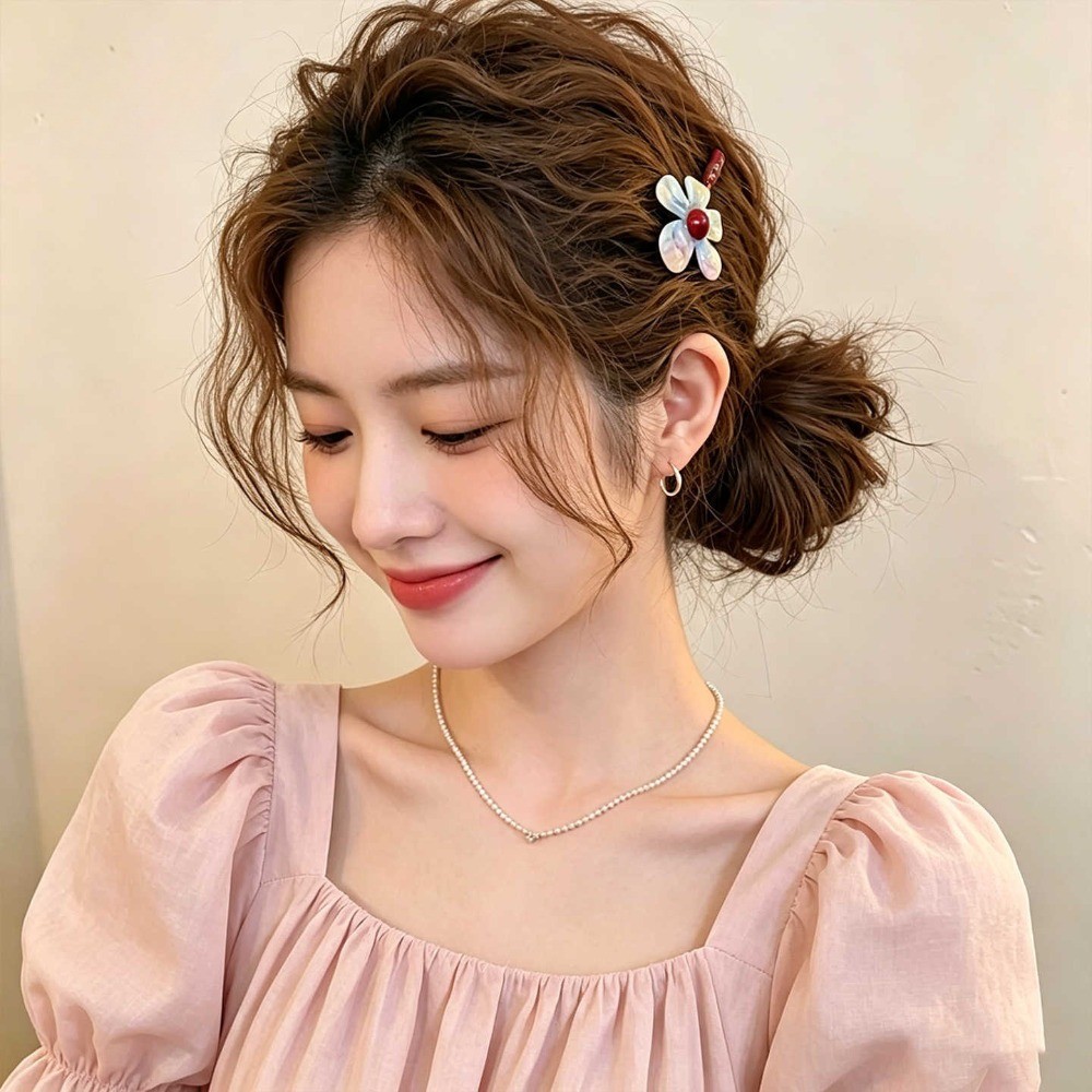 Hululu / Phantom Màu Hoa Năm Cánh Kẹp Tóc Nữ Thiết Kế Phù Hợp Với Phụ Kiện Tóc Nổ Kẹp Cảm Giác Cao Cấp Phía Trước Kẹp Bên Mỏ Vịt