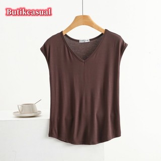 Áo cotton nữ modal mùa hè 2024 không dây trơn dáng rộng cổ tròn thời trang giản dị M-2XL