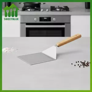 SWEET Thép không gỉ Bít Tết Thìa Không sti Pancake Thịt Nướng Lưỡi Tay Cầm Gỗ Chiên Cá Thìa Chống Rỉ Dụng Cụ Nhà Bếp n