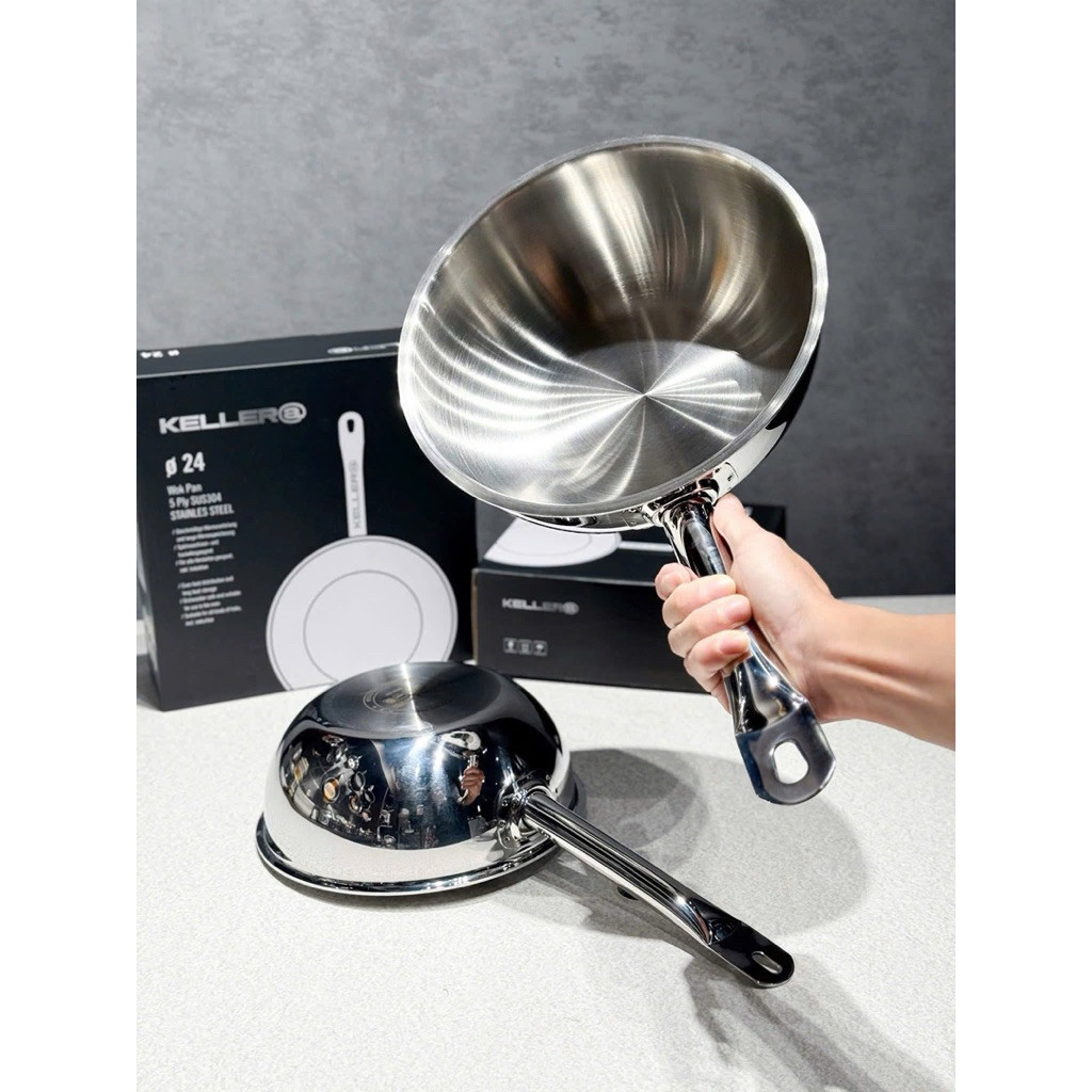 Chảo Thép 5 Lớp Đúc Liền Keller SUS304 Lòng Sâu 20/24cm Hàng Chính Hãng Đức Bảo Hành 24 Tháng