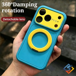 Silicone lỏng từ tính 360° Ốp Điện Thoại Đứng Xoay Cho iPhone 17 16 15 14 13 Pro Max Chống Vân Tay Matte Bảo Vệ Toàn Diện Với Ống Kính Có Thể Tháo Rời Ốp Lưng Chống Sốc