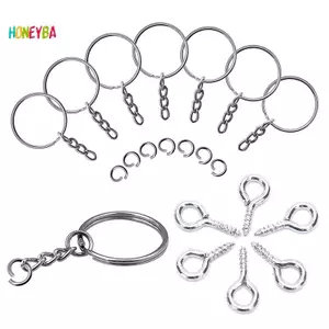 < Honeyba > 150 Chiếc Móc Khóa Có Dây Xích Chia Nhảy Nhẫn Có Vít Mắt Móc Khóa DIY Đẹp