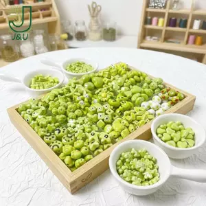 Bộ 10 hạt gốm xanh để làm phụ kiện thủ công và dây buộc độc đáo