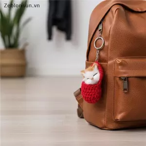 # HB # Fluffy Sleeping Plush Cat Móc khóa Handmade màu hồng Móc chìa khóa dễ thương cho bé gái Trang trí quà tặng sử dụng hàng ngày.