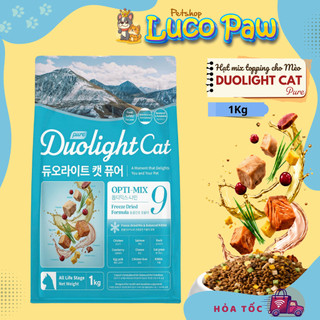 Hạt Cho Mèo DUOLIGHT CAT PURE Mix 9 Topping Sấy Lạnh Dinh Dưỡng Cao Cấp (Túi 1kg)