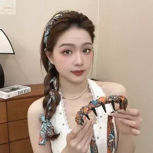 Dây buộc tóc chống trượt AWNGD, Dây buộc tóc bằng vải Satin có thể điều chỉnh kiểu cổ điển, Phụ nữ trang trí tóc thanh lịch Băng đô bện đầu
