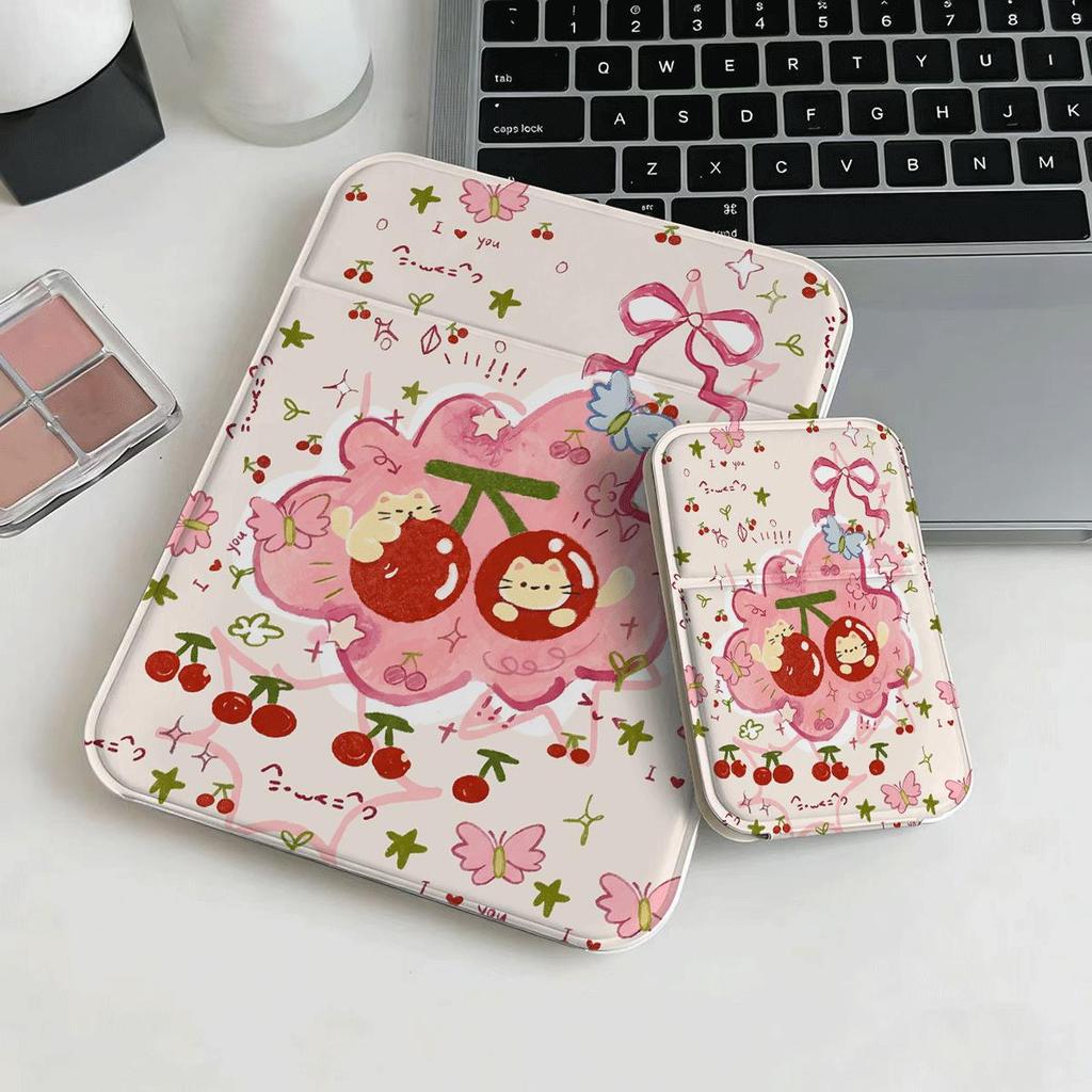 Gương gấp mini makeup nhỏ gọn họa tiết anh đào gấu hoa pastel gương xinh xắn bỏ túixách