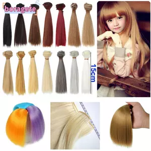 BORAGETE 1 Bộ Tóc Giả Búp Bê Chất Lượng Cao Dây Nhiệt Độ Cao Dài 15cm Thẳng