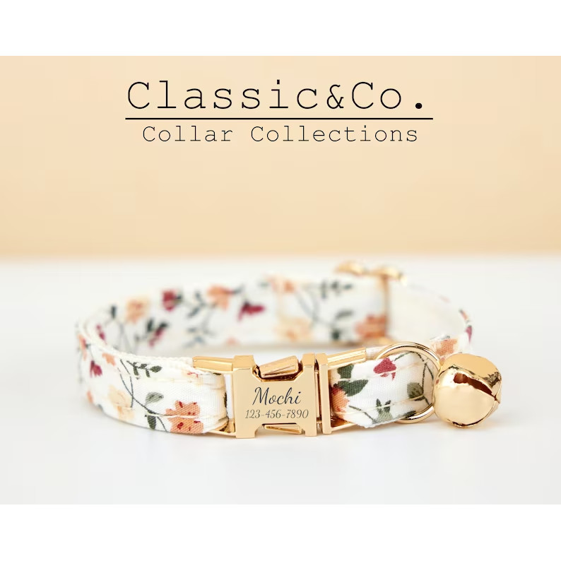 Vòng cổ mèo hoa đầy màu sắc dễ thương, dành cho thú cưng nam nữ, Vòng cổ mèo con thoải mái mềm mại có chuông và khóa vàng, Ý tưởng quà tặng thú cưng đang được bán