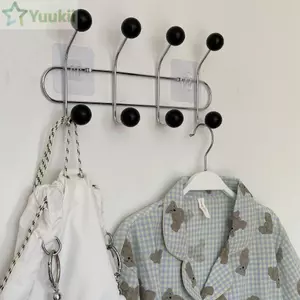 Móc áo YUUKII, Móc đa chức năng treo tường bằng kim loại, Trang trí đa năng Tiết kiệm không gian 4 móc treo tường Tủ quần áo