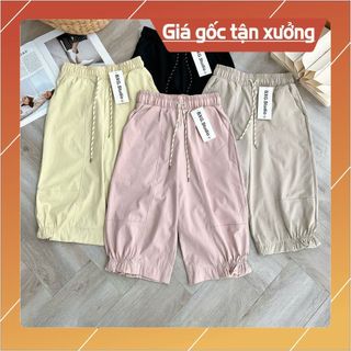 Quần Ngố Gấu Bèo Vải Gió Kaki Mềm Mát, Quần Lửng Cạp Chun Tôn Dáng Thời Trang Basic