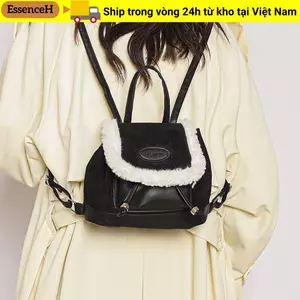 Ba lô da PU ESSENCEH, Ba lô nữ dung tích lớn chống thấm nước, Túi đeo chéo nhẹ thông thường bằng da PU thời trang dành cho nữ