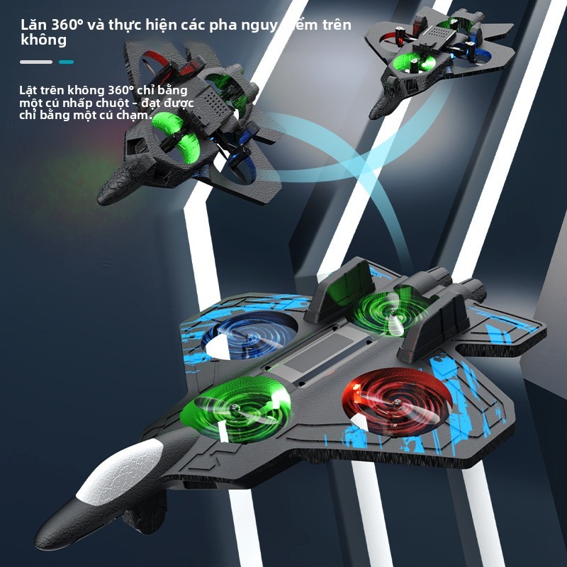 Máy Bay Điều Khiển Từ Xa Drone Foam 2 Trong 1 Cho Bé | Lộn 360° | Chống Va Đập | Đèn LED Bay Đêm | Pin Lâu | Quà Tặng Trẻ Em