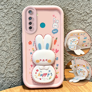 Ốp Lưng Cho Realme 5 c3 5i 6i 5 c3i 5s Vỏ Điện Thoại Vỏ Mềm Silicon Chống Sốc Gương Thẩm Mỹ Mới Có Giá Đỡ 360° Xoay thỏ dễ thương màu hồng cho bé gái JTXCEZJ3