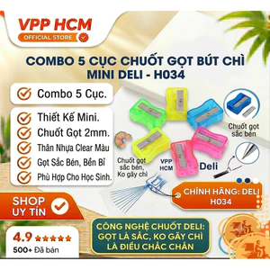 Combo 5 Cục Chuốt Gọt Bút Chì Mini Deli H034 - Gọt Chì Sắc Bén, Nhỏ Gọn, Bền Đẹp Cho Học Sinh