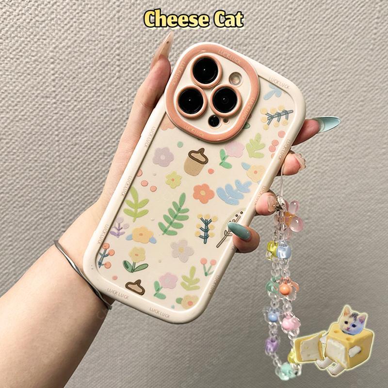Ốp điện thoại silicon có dây buộc hoa cho iPhone 14 13 12 11 15 16 17 Pro Max XR Xs Max 7 Plus