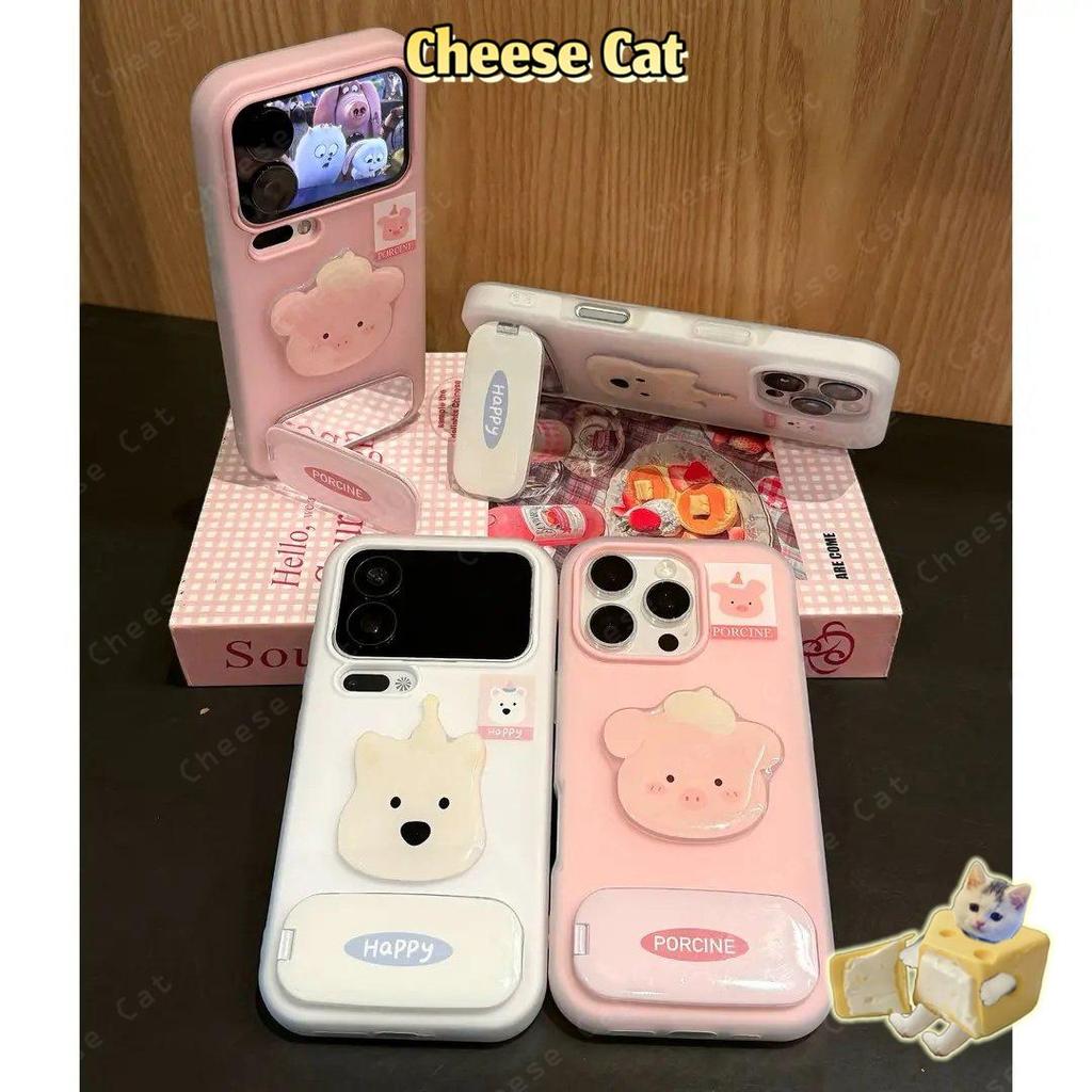 Ốp Lưng Gương Đứng Hình Lợn Hồng Dễ Thương Cho iPhone 15 14 13 12 11 16 17 Pro Max XR Xs Max 7 Plus