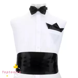 TOPTOOLCX Tuxedo Cummerbund, Bộ dây buộc cổ quý ông Belly Band, Thời trang kinh doanh đàn hồi lụa rộng Satin Pocket Square Compere
