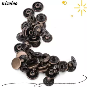 Bộ nút bấm NICOLOO 50set, Chất liệu bằng đồng thau Kích thước 12,5mm Dây buộc kim loại, Dây buộc chụp bằng da hình nút tròn phong cách cổ điển cho quần áo