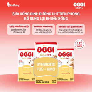 Sữa uống dinh dưỡng Oggi Gold Pro 110ml/180ml hỗ trợ tối ưu hấp thu, hỗ trợ tăng cân, tiêu hoá tốt - Thùng 48 hộp
