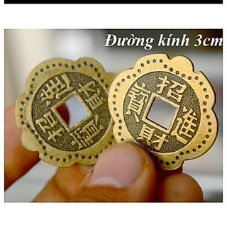 Combo 3 đồng xu hoa mai nhỏ 3cm bằng đồng vật phẩm  phong thuỷ tài lộc