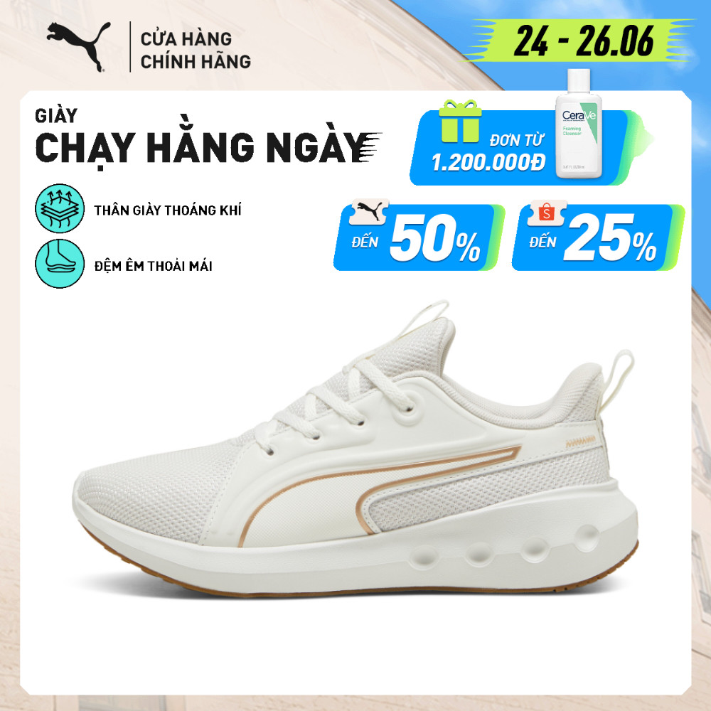 Giày Chạy Bộ PUMA Unisex Softride Carson Warm White-Gold Màu Trắng