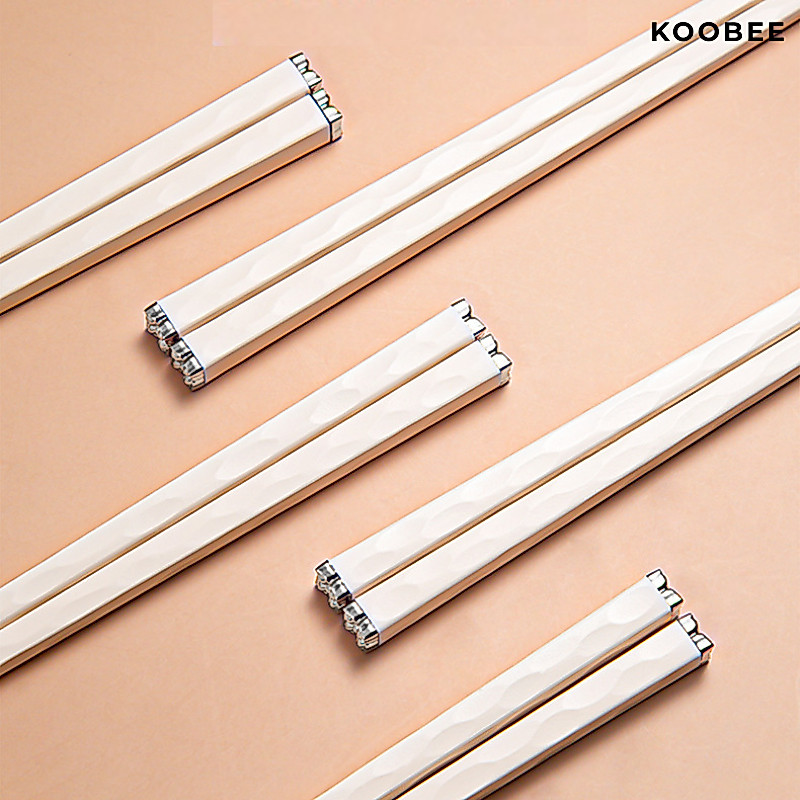 Set 5/10 Đôi Đũa Ăn Cơm Trắng Bạc Hợp Kim KOOBEE – Kháng Khuẩn, Chống Trơn, Chịu Nhiệt Cao Cấp (BA21)