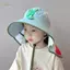 PNPIA- Mũ chống nắng vành rộng cho trẻ em Quạt sạc năng lượng mặt trời Ne Flap UV Bảo vệ cho các hoạt động đi biển mùa hè