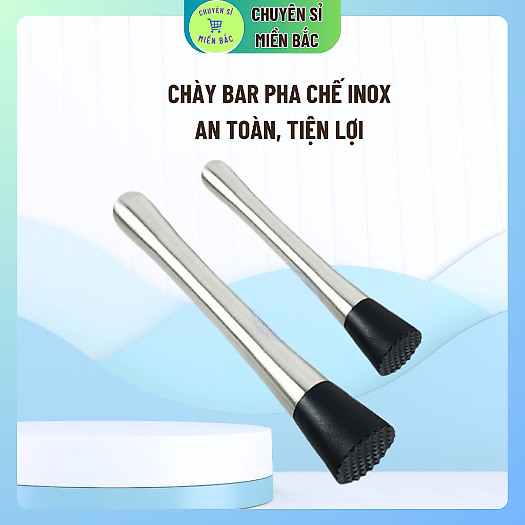Chày bar pha chế Inox - Chày pha chế - Dụng cụ dầm trái cây - Thìa bar pha chế 25CM