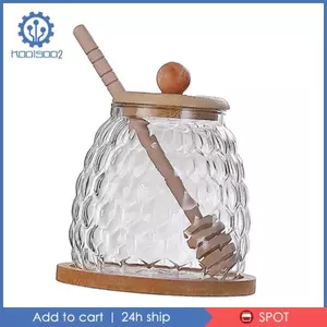 Chai lọ mật ong thủy tinh có nắp gỗ Hộp đựng xi-rô chắc chắn cho bữa tiệc ngọt ngào Nhà bếp tại nhà