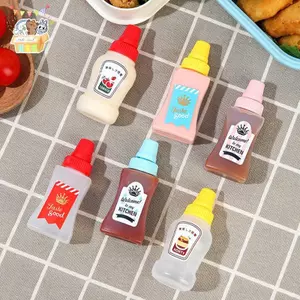 2 Chai Nước Sốt Gia Vị Mini Di Động Chai Sốt Cà Chua Salad Hộp Đựng Cho Hộp Cơm Trưa Bento Phụ Kiện Nhà Bếp ELWW