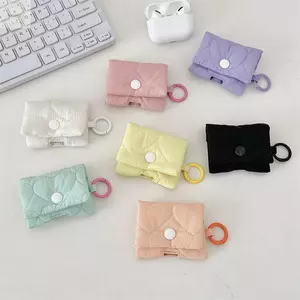 Túi đựng tai nghe AWNGD, Tai nghe cáp dữ liệu bằng vải mềm, dễ thương có khóa Túi đựng tai nghe Mini nhẹ cho AirPods